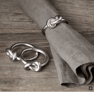 Hand-Forged Knot Napkin Rings in Brushed Nickel