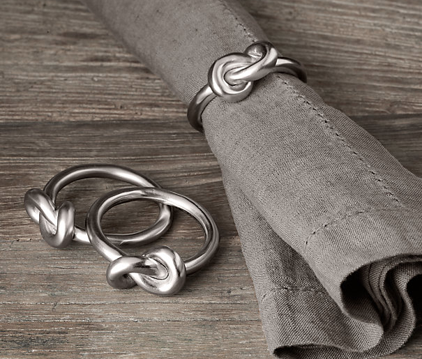 Hand-Forged Knot Napkin Rings in Brushed Nickel