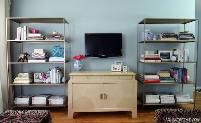 DIY Gold Bookcase Etagere - from sohautestyle.com