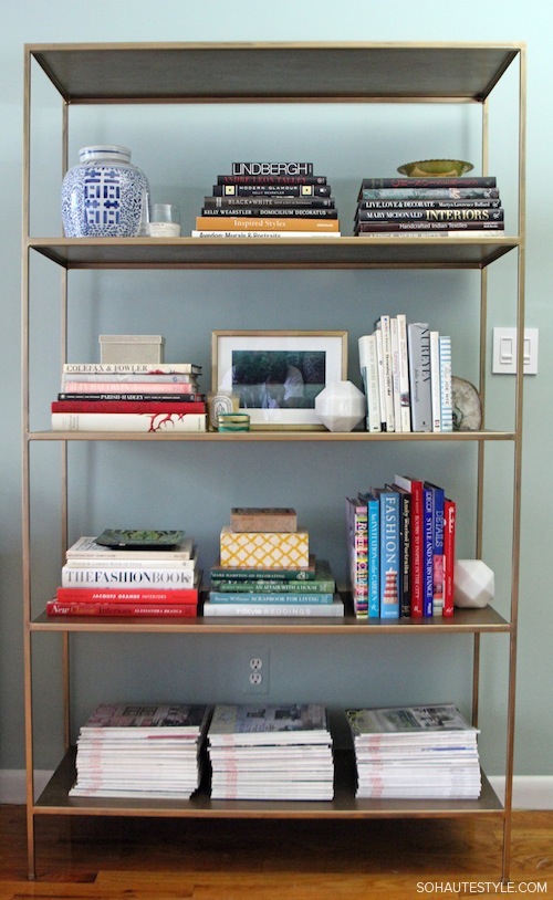 DIY Gold Bookcase Etagere - from sohautestyle.com