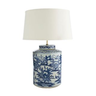 Wisteria Blue White Lamp